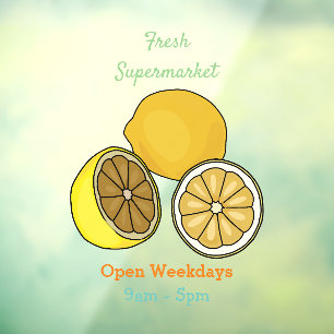 Lemon cartoon illustration window cling