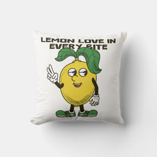 lemon character design with slogan lemon love throw pillow