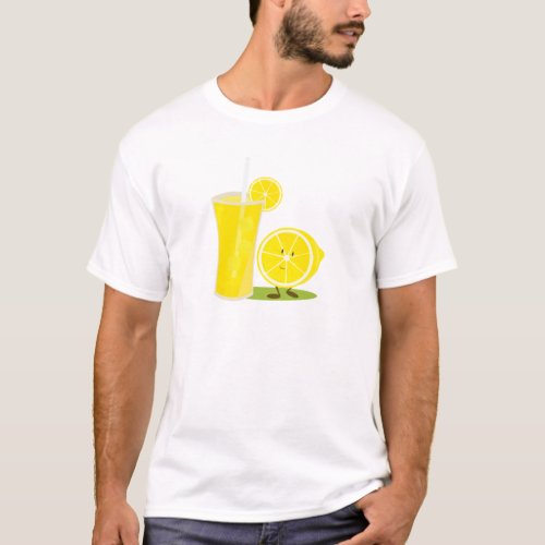 Lemon character standing next to lemonade T_Shirt