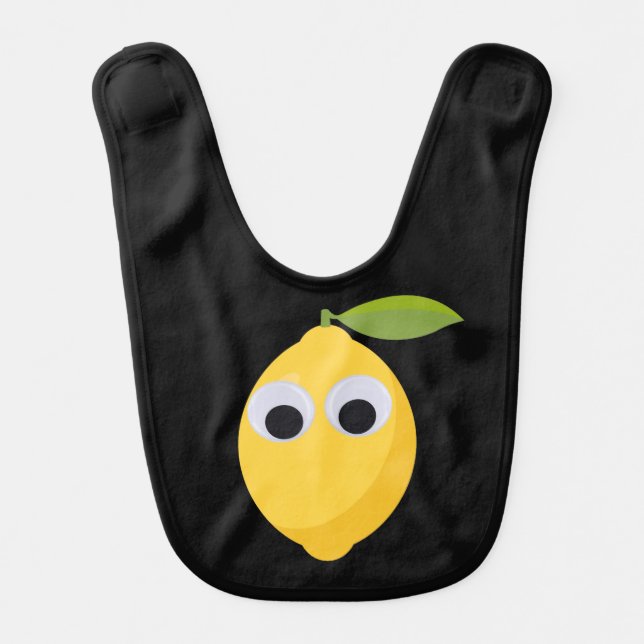 Lemon Character, sweet fruit with googly eyes   Baby Bib (Front)