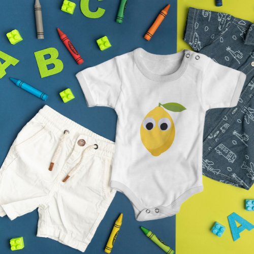 Lemon Character sweet fruit with googly eyes  Baby Bodysuit