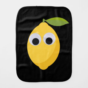 Lemon Character, sweet fruit with googly eyes Baby Burp Cloth