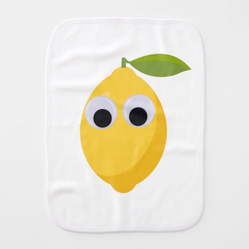 Lemon Character sweet fruit with googly eyes  Baby Burp Cloth