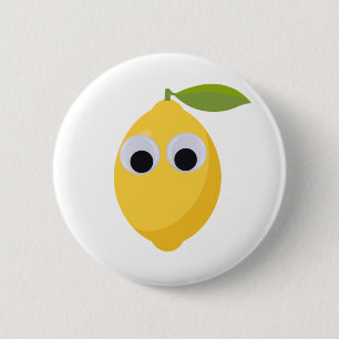 Lemon Character, sweet fruit with googly eyes   Button
