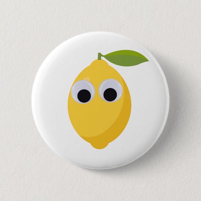 Lemon Character, sweet fruit with googly eyes   Button (Front)