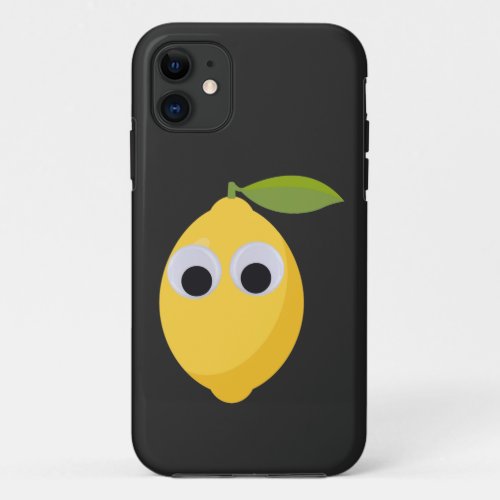 Lemon Character sweet fruit with googly eyes  iPhone 11 Case