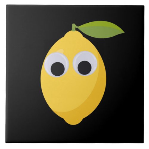 Lemon Character sweet fruit with googly eyes  Ceramic Tile