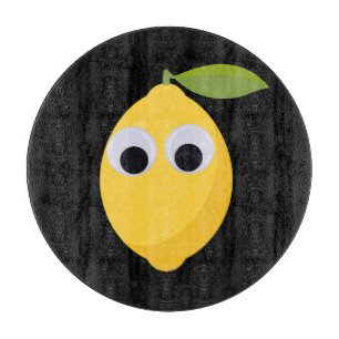 Lemon Character, sweet fruit with googly eyes   Cutting Board