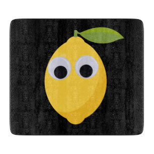 Lemon Character, sweet fruit with googly eyes   Cutting Board