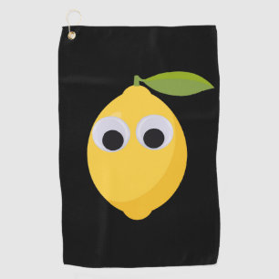 Lemon Character, sweet fruit with googly eyes   Golf Towel