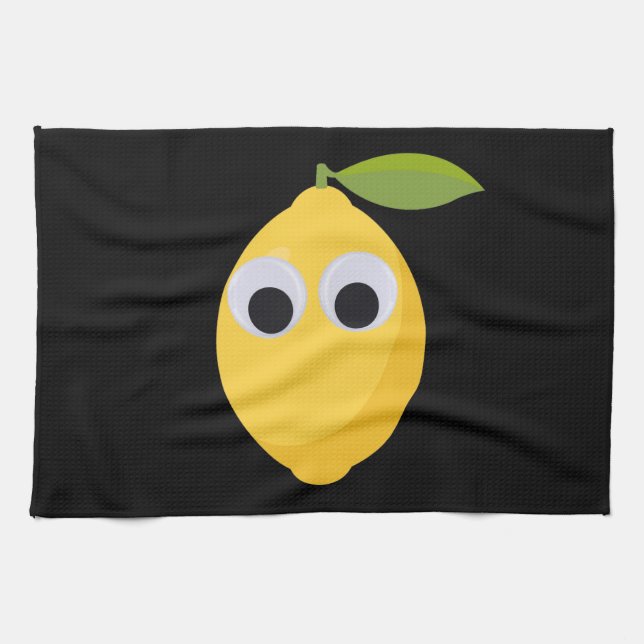 Lemon Character, sweet fruit with googly eyes   Kitchen Towel (Horizontal)