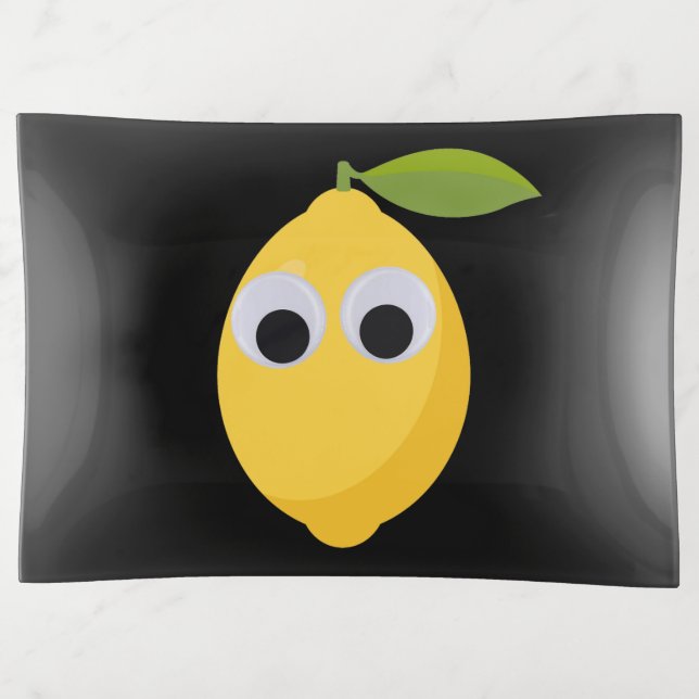 Lemon Character, sweet fruit with googly eyes   Trinket Tray (Front)