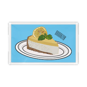 Lemon cheesecake cartoon illustration  acrylic tray