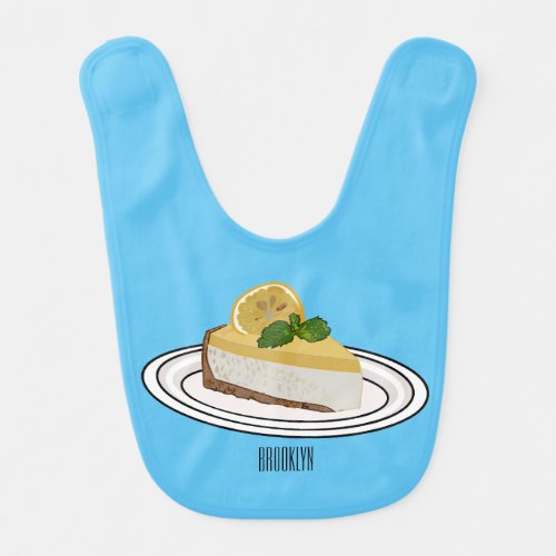 Lemon cheesecake cartoon illustration  baby bib