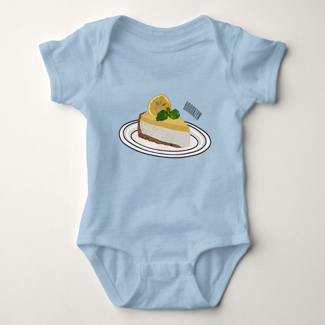 Lemon cheesecake cartoon illustration  baby bodysuit (Front)