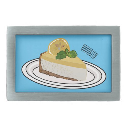 Lemon cheesecake cartoon illustration  belt buckle