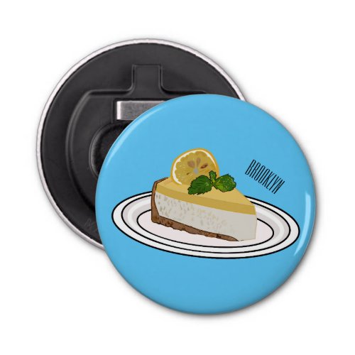 Lemon cheesecake cartoon illustration  bottle opener