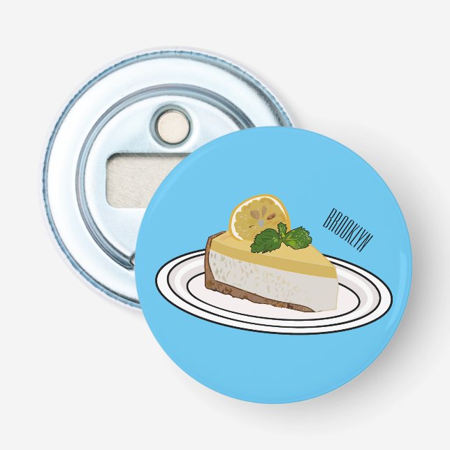 Lemon cheesecake cartoon illustration  bottle opener (Front)