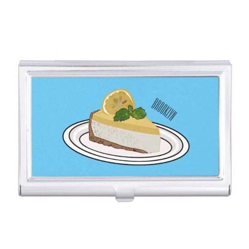 Lemon cheesecake cartoon illustration  business card case
