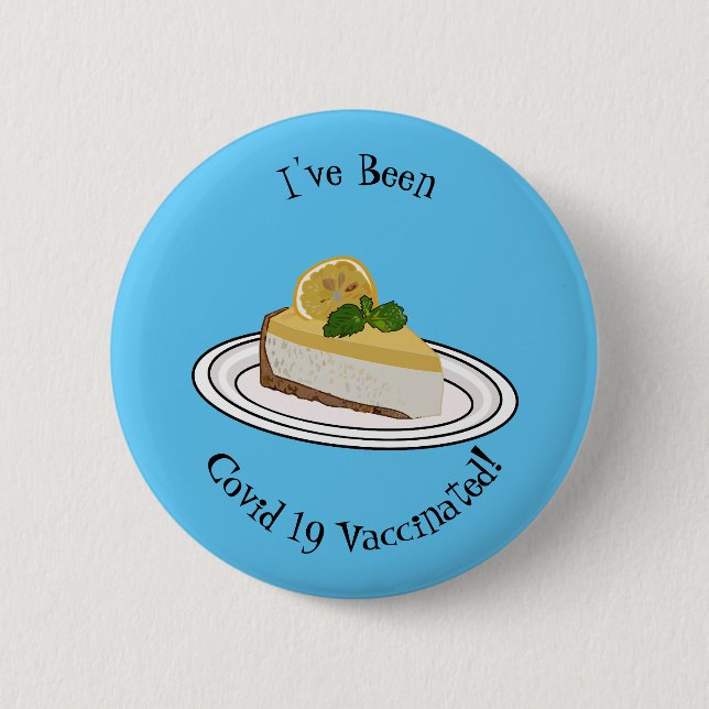 Lemon cheesecake cartoon illustration button (Front)