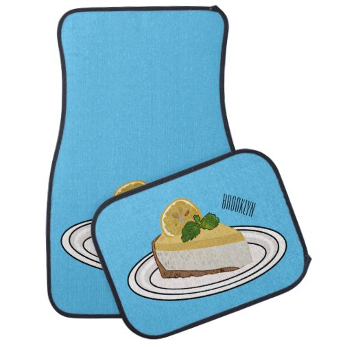 Lemon cheesecake cartoon illustration  car floor mat