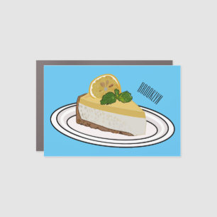 Lemon cheesecake cartoon illustration car magnet