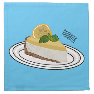 Lemon cheesecake cartoon illustration cloth napkin
