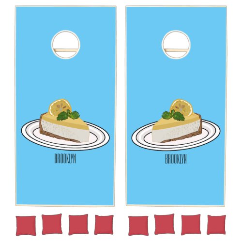 Lemon cheesecake cartoon illustration  cornhole set