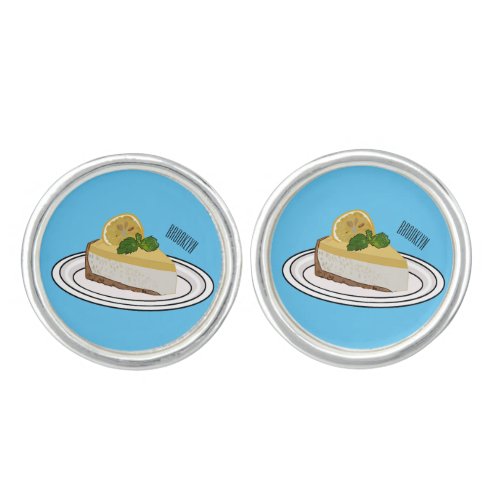 Lemon cheesecake cartoon illustration  cufflinks