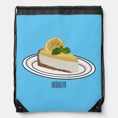 Lemon cheesecake cartoon illustration  drawstring bag
