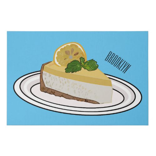 Lemon cheesecake cartoon illustration  faux canvas print