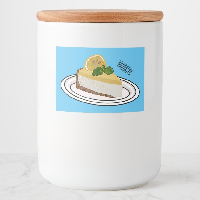 Lemon cheesecake cartoon illustration  food label (Front)