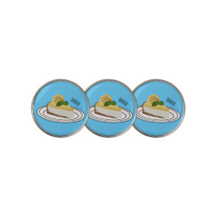 Lemon cheesecake cartoon illustration golf ball marker