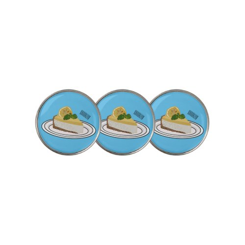 Lemon cheesecake cartoon illustration  golf ball marker