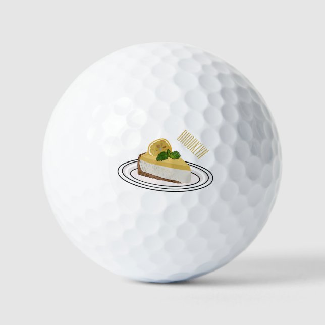 Lemon cheesecake cartoon illustration  golf balls (Front)