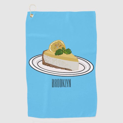 Lemon cheesecake cartoon illustration  golf towel