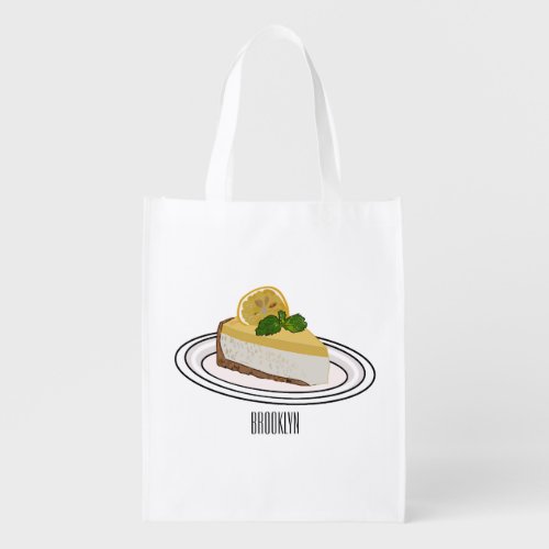 Lemon cheesecake cartoon illustration  grocery bag