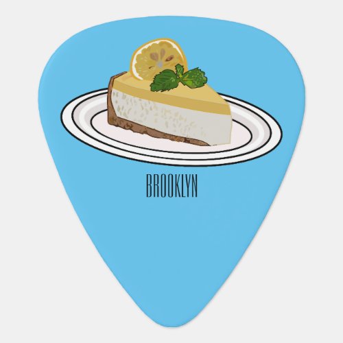 Lemon cheesecake cartoon illustration  guitar pick