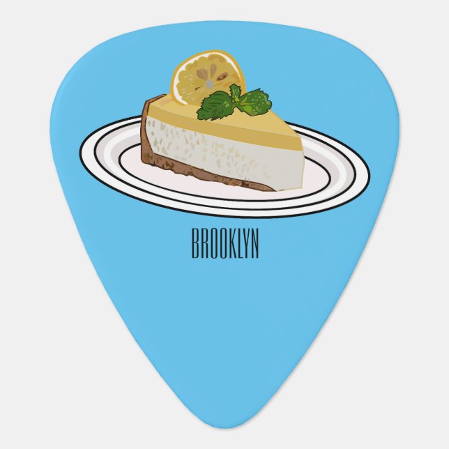 Lemon cheesecake cartoon illustration  guitar pick (Front)