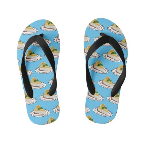 Lemon cheesecake cartoon illustration  kids flip flops