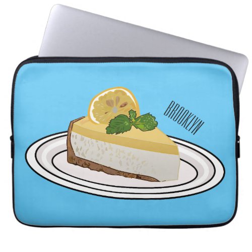Lemon cheesecake cartoon illustration  laptop sleeve