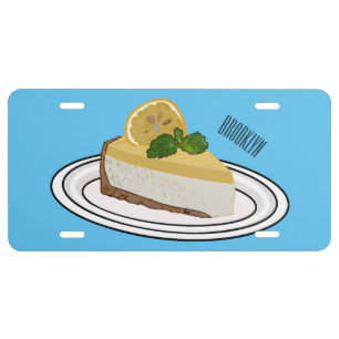Lemon cheesecake cartoon illustration license plate