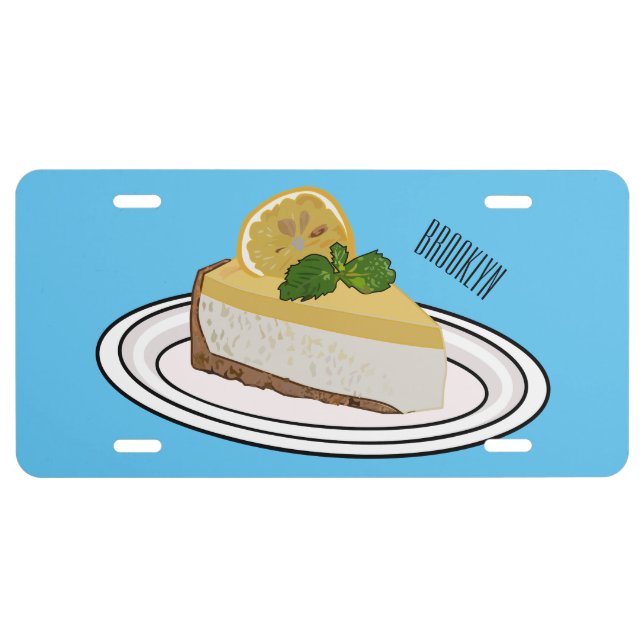 Lemon cheesecake cartoon illustration  license plate (Front)