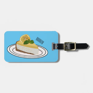 Lemon cheesecake cartoon illustration luggage tag