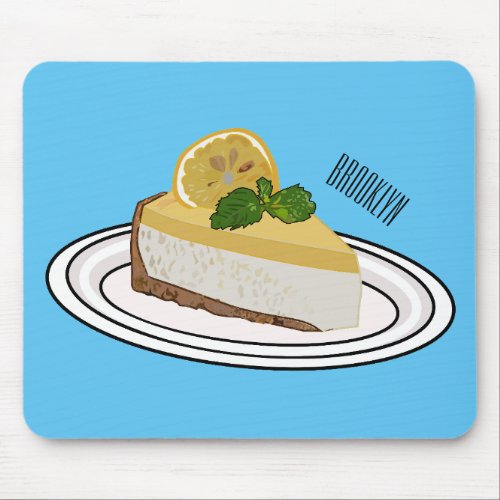 Lemon cheesecake cartoon illustration  mouse pad