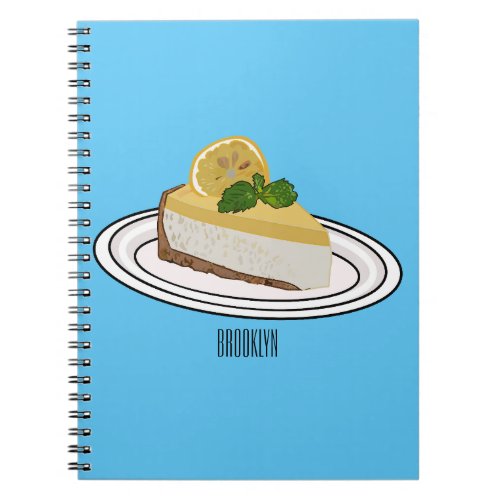 Lemon cheesecake cartoon illustration  notebook