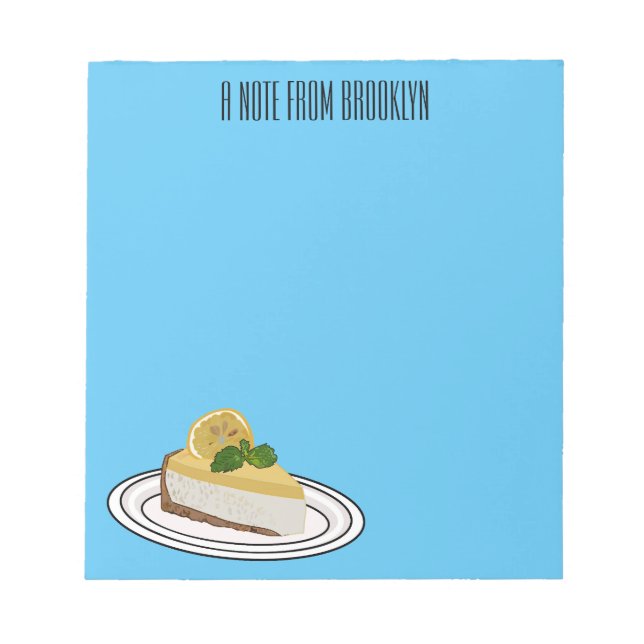 Lemon cheesecake cartoon illustration  notepad (Front)