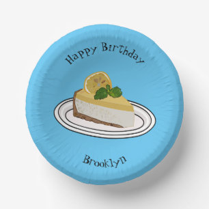 Lemon cheesecake cartoon illustration paper bowls