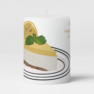 Lemon cheesecake cartoon illustration pillar candle