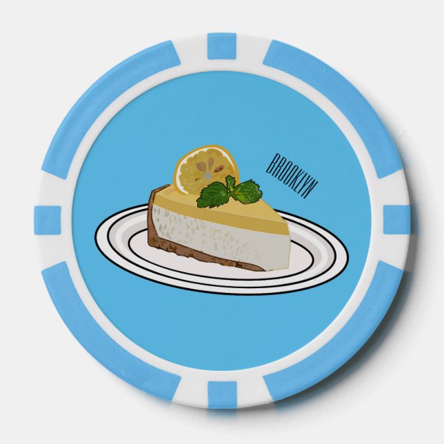 Lemon cheesecake cartoon illustration  poker chips (Front)